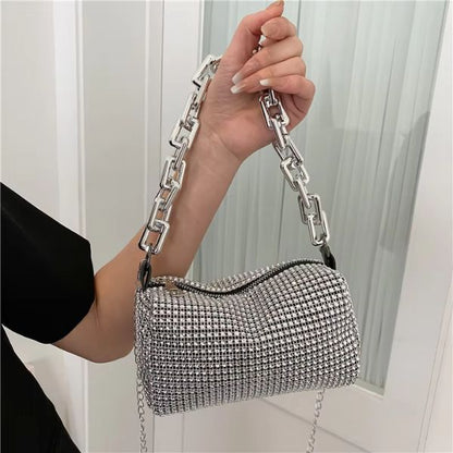 Allover Rhinestone Bucket Bag – Glitter Chain Mini Crossbody
