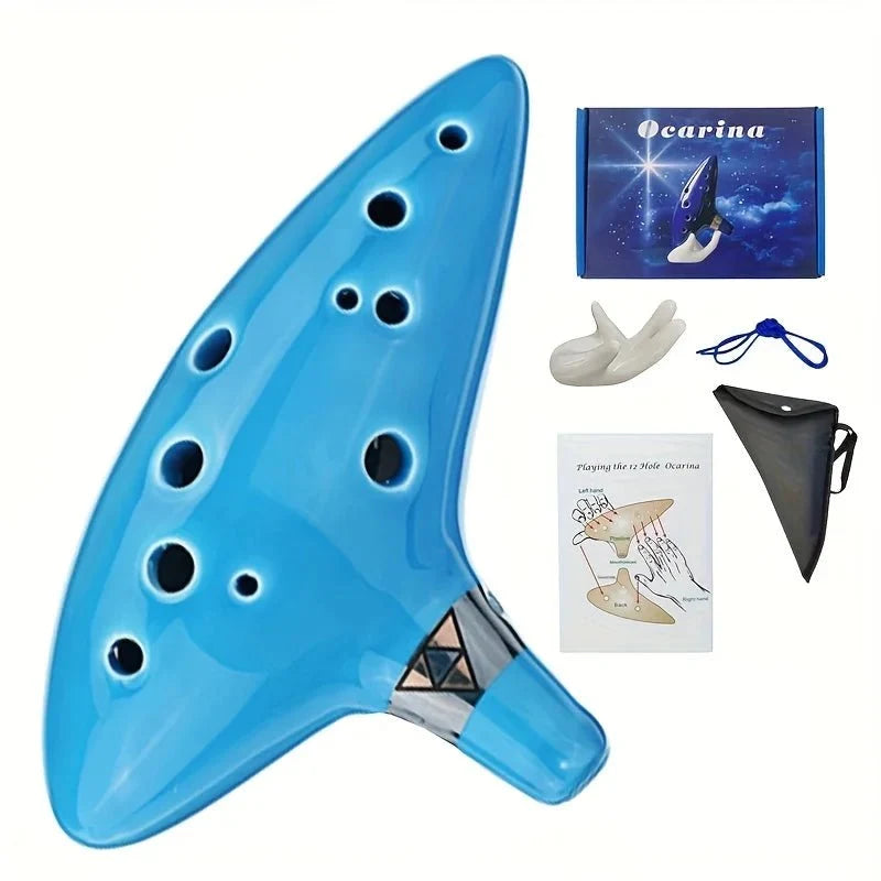 Alto C Ceramic Ocarina – 12-Tone Beginner & Professional Musical Instrument