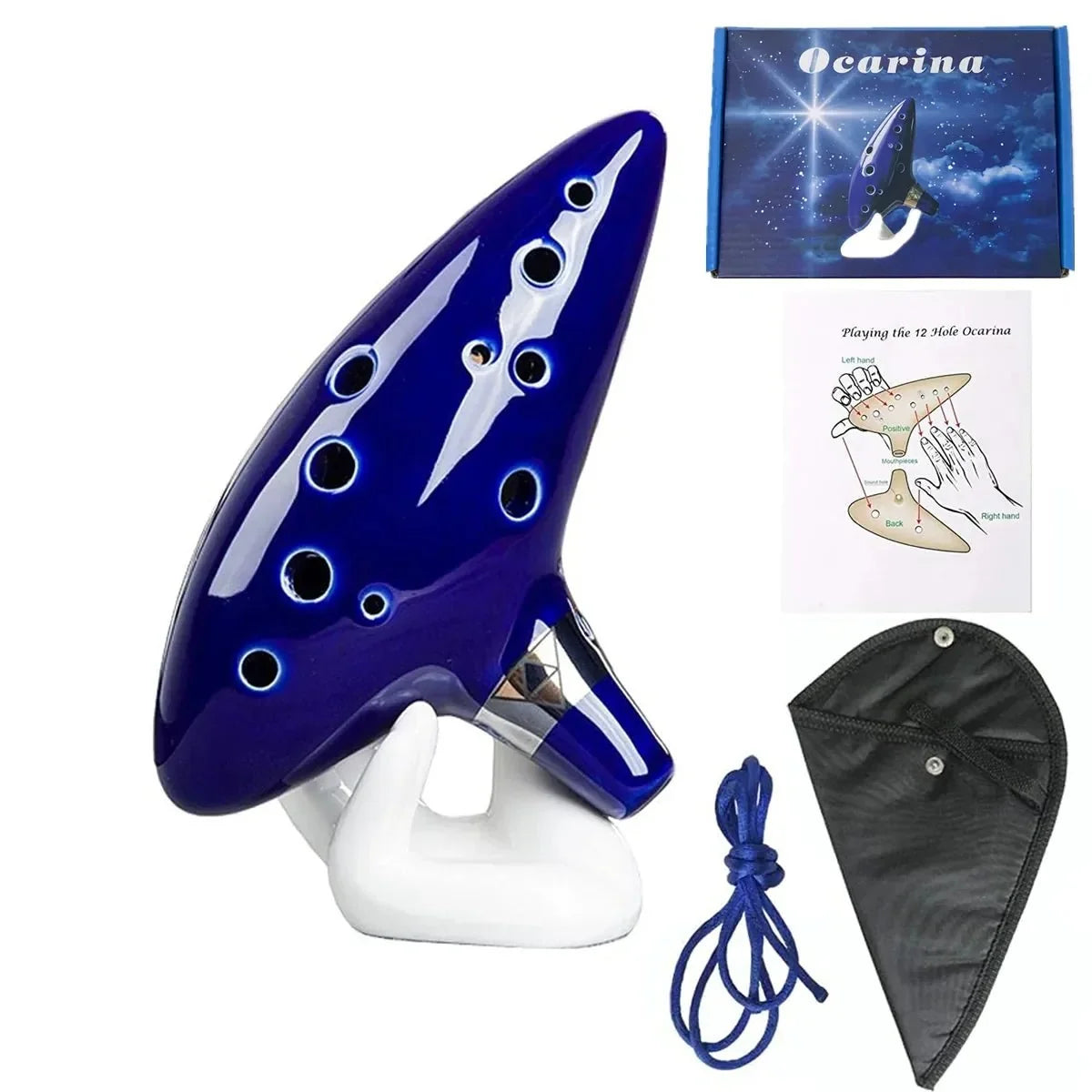 Alto C Ceramic Ocarina – 12-Tone Beginner & Professional Musical Instrument