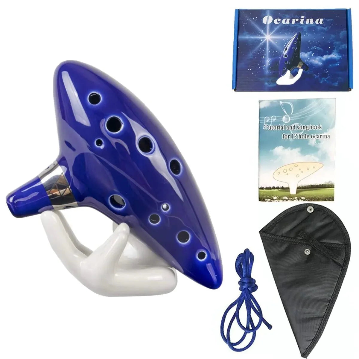 Alto C Ceramic Ocarina – 12-Tone Beginner & Professional Musical Instrument