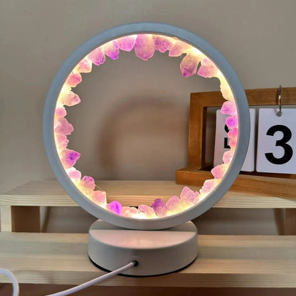 Cluster Night Amethyst Lamp - Natural Circle Decorative Amethyst Crystal Lamp for Bedroom or Desk