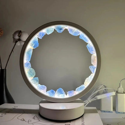 Cluster Night Amethyst Lamp - Natural Circle Decorative Amethyst Crystal Lamp for Bedroom or Desk