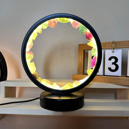 Cluster Night Amethyst Lamp - Natural Circle Decorative Amethyst Crystal Lamp for Bedroom or Desk