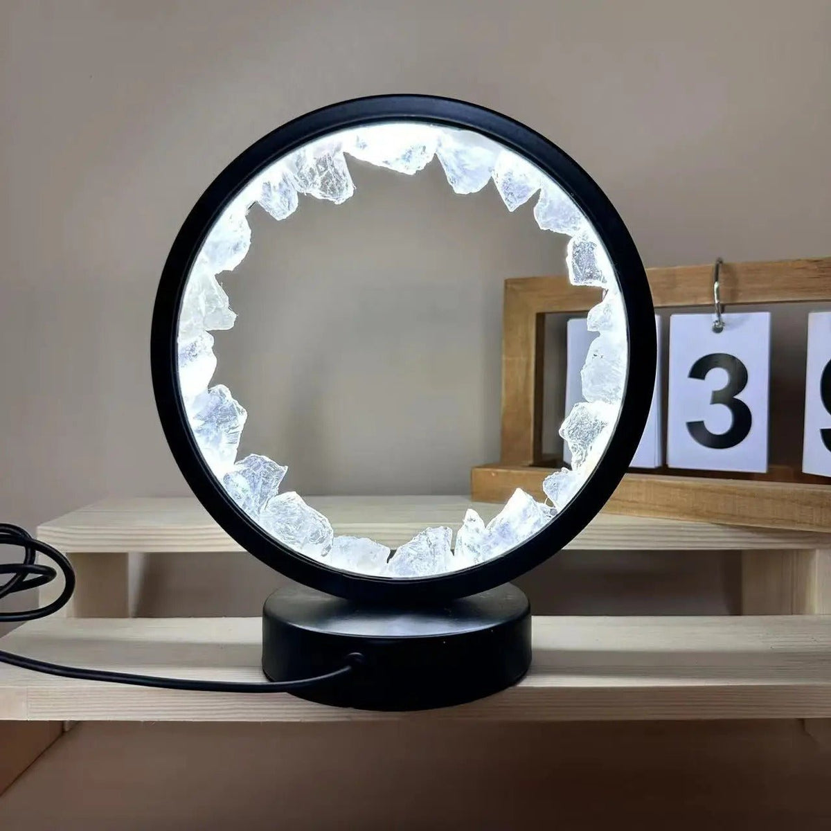 Cluster Night Amethyst Lamp - Natural Circle Decorative Amethyst Crystal Lamp for Bedroom or Desk