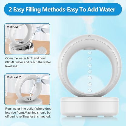 Anti-gravity Humidifier - 680ML Water Drop Humidifier Aroma Diffuser Essential Oil Ultrasonic Levitating Mist Maker