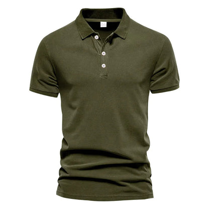 Solid Color Short-Sleeved Top Men's Polo Shirt –  Button Lapel Top for Summer Sports and Leisure