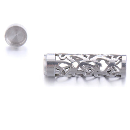 Aromatherapy Pendant Essential Oil Bottle Necklace – Stainless Steel Hollow Corrugated Couple Pendant for Diffusing and Healing Fragrance on the Go