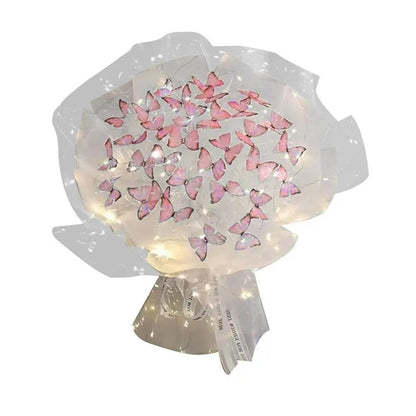 Artificial Butterfly Bouquet Material Kit - DIY Handmade Butterfly Flower Bouquet with LED Light