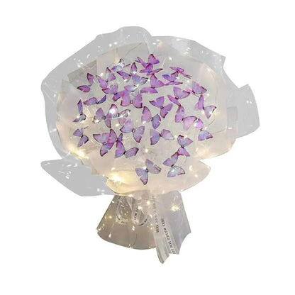 Artificial Butterfly Bouquet Material Kit - DIY Handmade Butterfly Flower Bouquet with LED Light