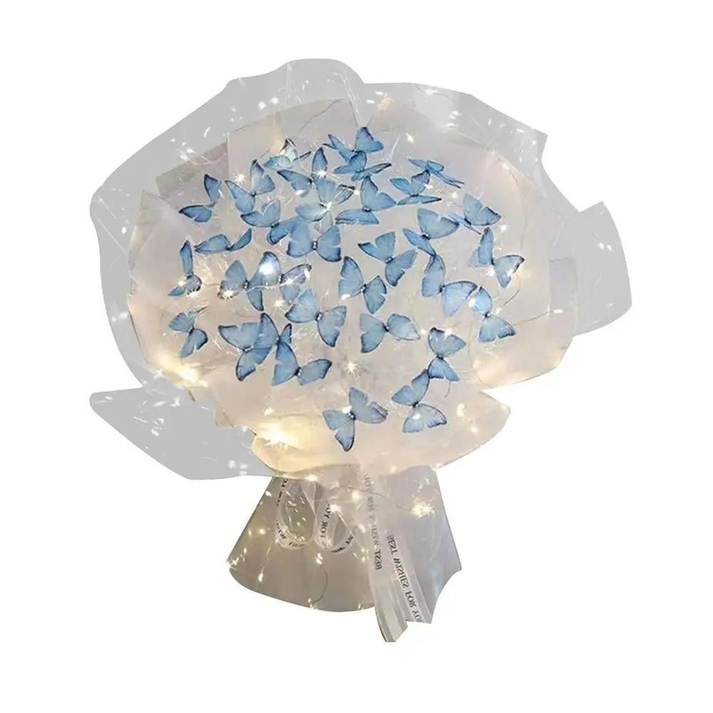 Artificial Butterfly Bouquet Material Kit - DIY Handmade Butterfly Flower Bouquet with LED Light