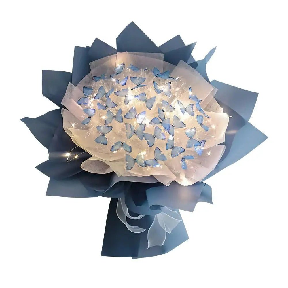 Artificial Butterfly Bouquet Material Kit - DIY Handmade Butterfly Flower Bouquet with LED Light
