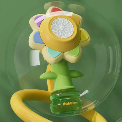 Automatic Sunflower Bubble Machine with Rotating Lights – Fun Soap Bubble Gun for Kids, Perfect Summer Outdoor Toy Gift