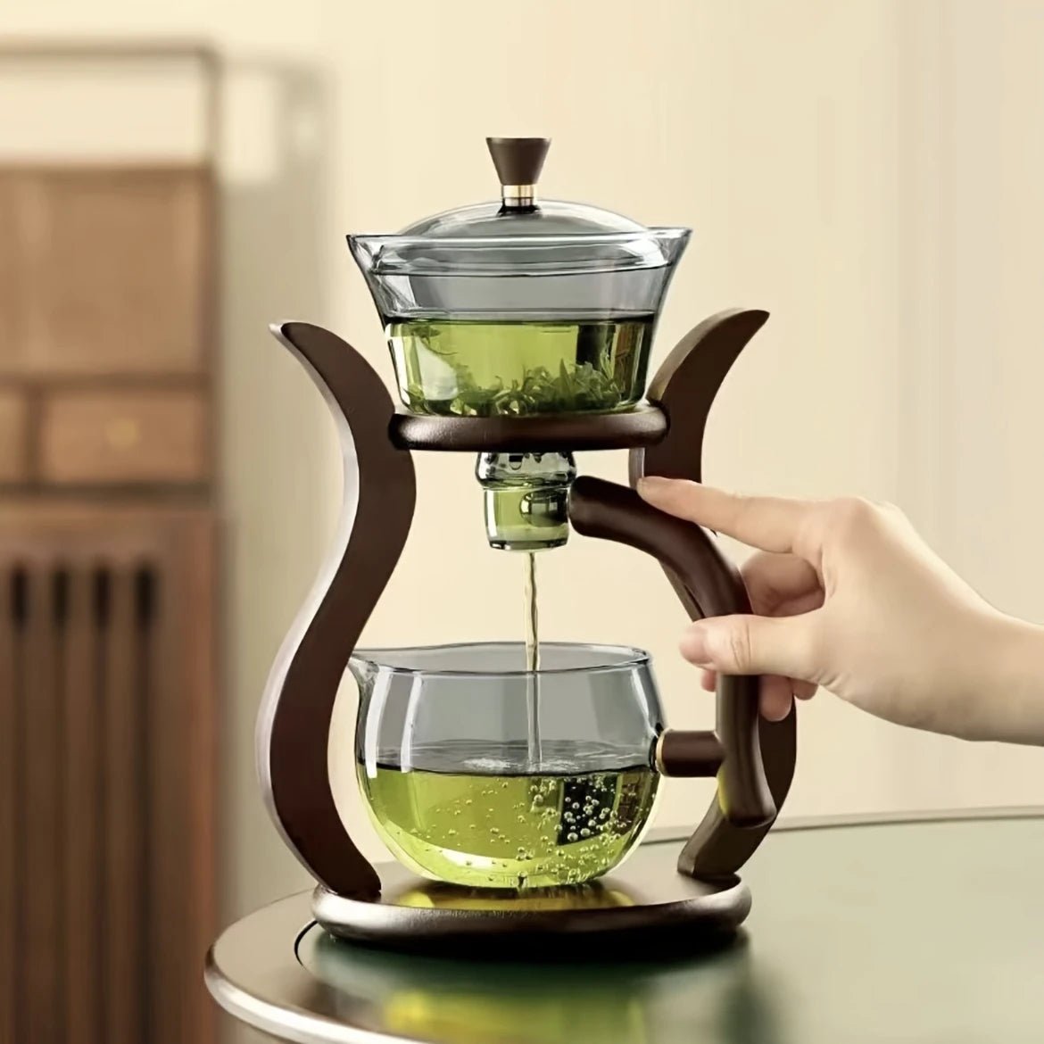 Automatic Kung Fu Glass Tea Set – Semi-Automatic Drip Teapot with Infuser & Magnetic Switch for Effortless Brewing