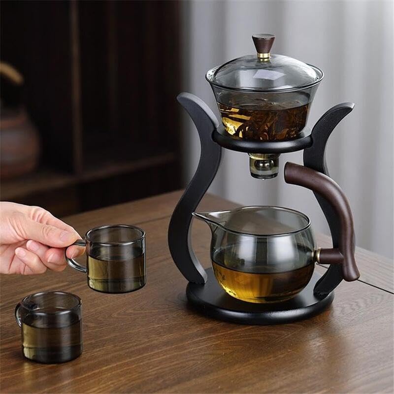 Automatic Kung Fu Glass Tea Set – Semi-Automatic Drip Teapot with Infuser & Magnetic Switch for Effortless Brewing