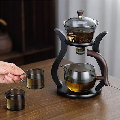 Automatic Kung Fu Glass Tea Set – Semi-Automatic Drip Teapot with Infuser & Magnetic Switch for Effortless Brewing