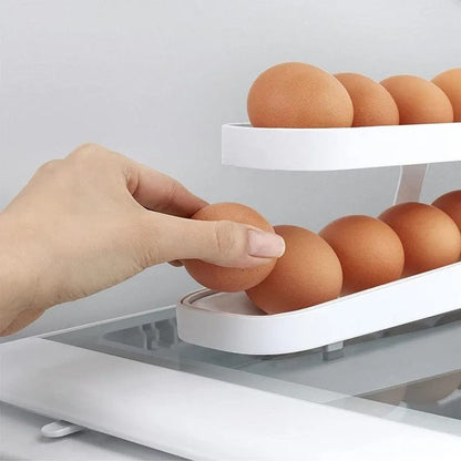 Automatic Scrolling Egg Rack - Space-Saving Rolling Eggs Dispenser and Organizer for Refrigerator Storage