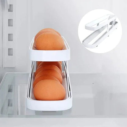 Automatic Scrolling Egg Rack - Space-Saving Rolling Eggs Dispenser and Organizer for Refrigerator Storage