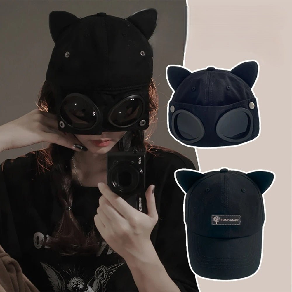 Aviator Cap with Built-In Sunglasses & Adorable Ears – The Ultimate Hip-Hop Streetwear for Bold, Unisex Style
