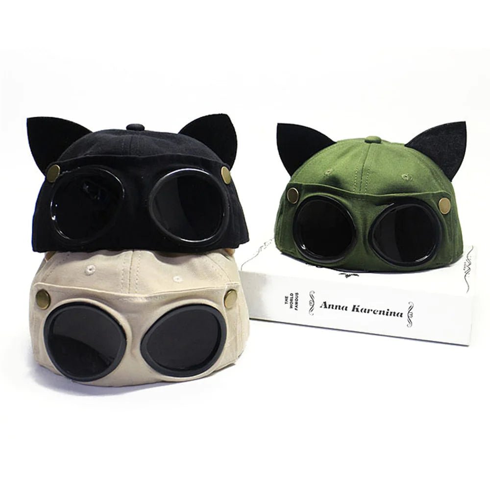 Aviator Cap with Built-In Sunglasses & Adorable Ears – The Ultimate Hip-Hop Streetwear for Bold, Unisex Style