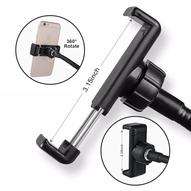 LED Selfie Ring Light with Flexible Mobile Phone Holder – Adjustable Desk Lamp, Lazy Bracket for Streaming, YouTube, Office, or Kitchen