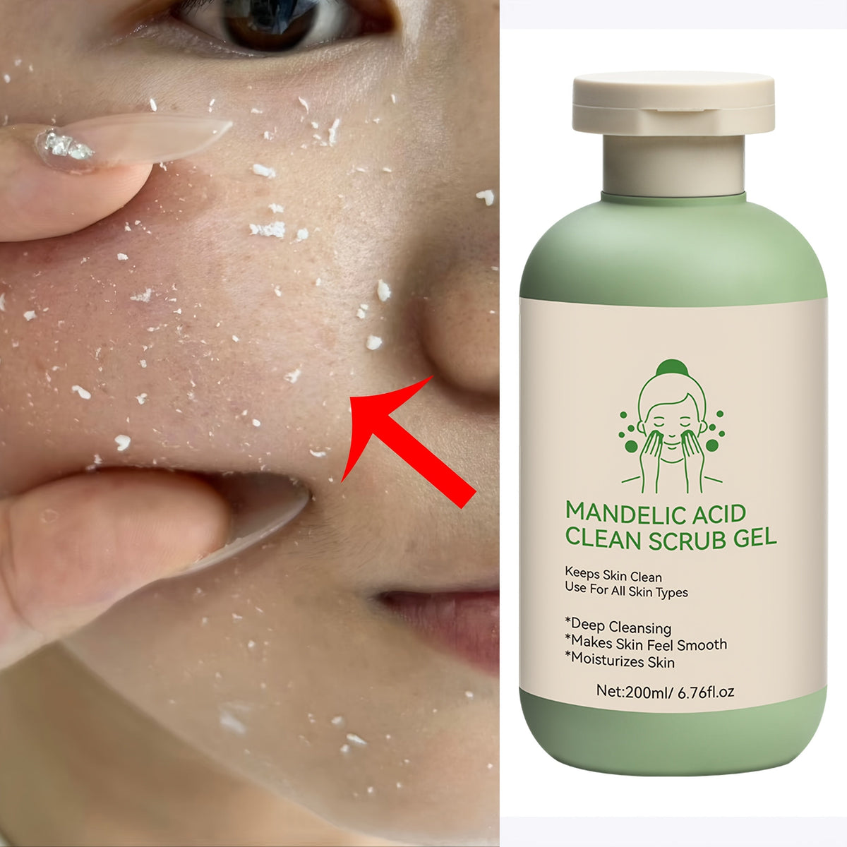 Mandelic Acid Scrub Gel – Gentle Exfoliating Face Cleanser for Smooth Skin, Oil Control, and Clear Complexion Without Harsh Irritation