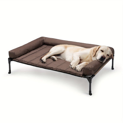 Raised Breathable Cooling Elevated Dog Bed with Pillow-Top – Mesh Bolster Pet Cot for Indoor/Outdoor Summer Comfort & Joint Support