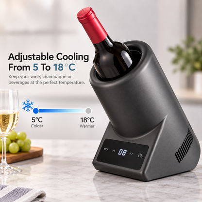 Single-Bottle Wine Chiller – Compact Thermoelectric Cooler with 5–18°C Adjustable Temperature Control for Home, Hotel, RV, Car and Commercial Use