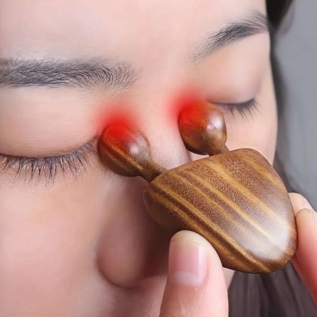 Sandalwood Eye Relief Massager – Fragrance-Free, Battery-Free Nose and Face Relaxation Tool for Gentle Pressure Relief, Meditation & Stress Reduction