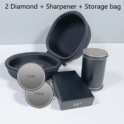 Rolling Knife Sharpener & Magnetic Holder Set – Diamond Sharpening Stone with 15° & 20° Angle Roller for Effortless Blade Perfection