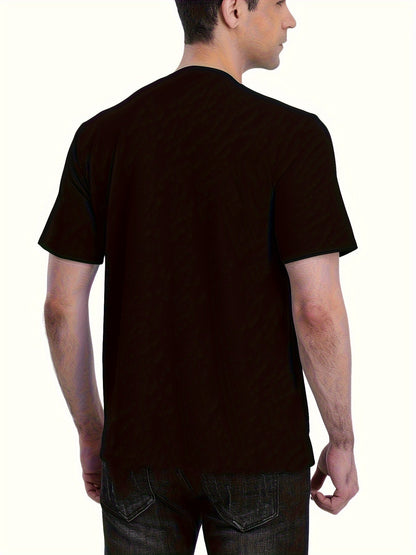 Men’s V-Neck Short Sleeve T-Shirt with Stylish Kangaroo Pocket – Breathable Polyester Blend Ideal for Everyday Casual Streetwear