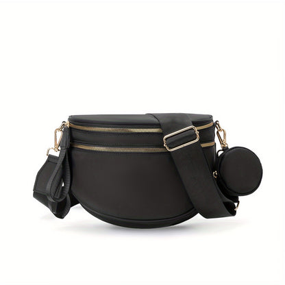 Trendy Shell Shoulder Bag – Lightweight Crossbody Bag with Black & White Grid Design, Outdoor Sports Handbag