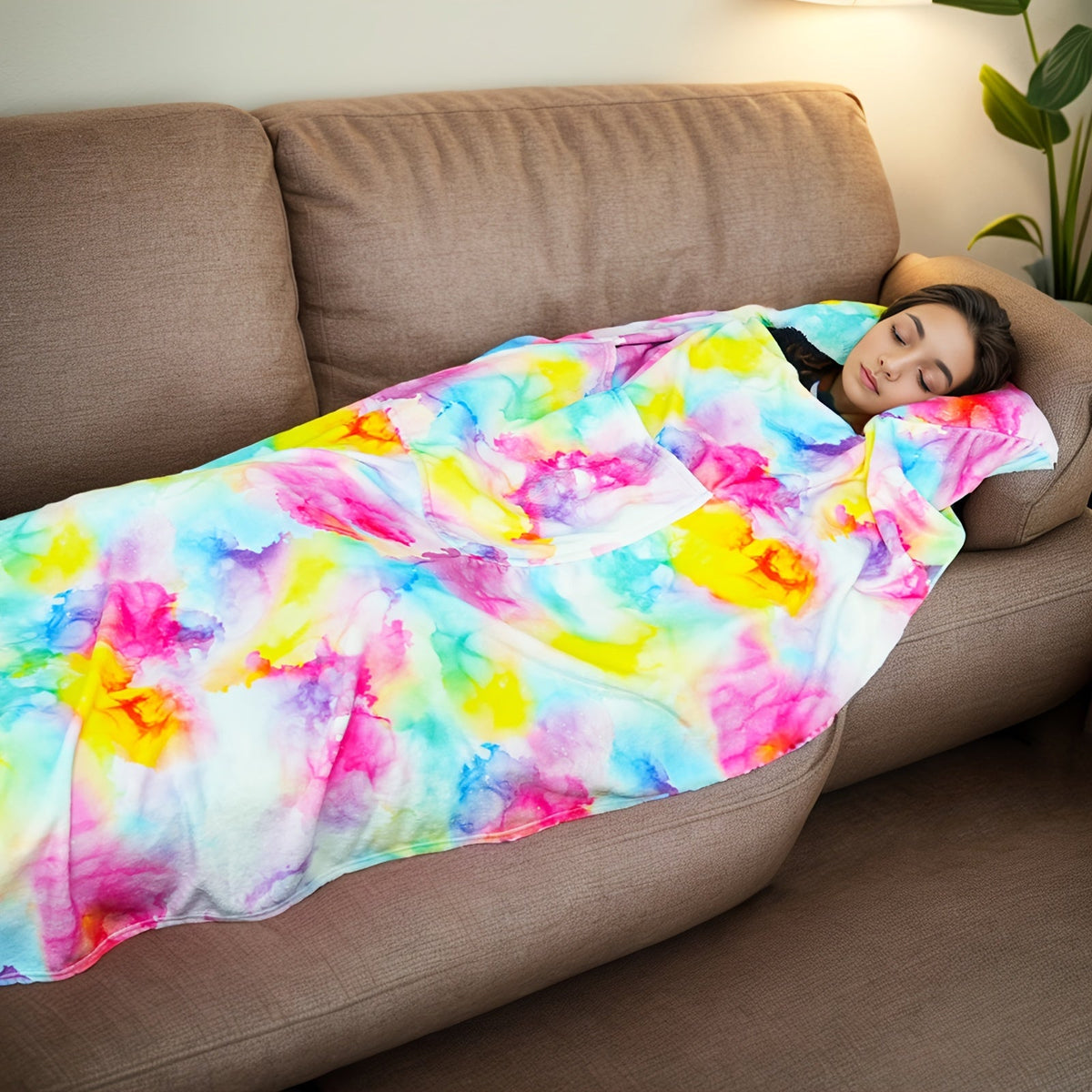 Portable Winter Car Blanket with Pillow – Soft Flannel Travel Throw for Sofa, Backseat, or Office Air Conditioning Warmth