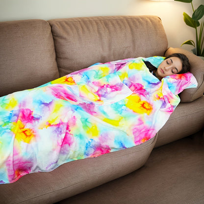 Portable Winter Car Blanket with Pillow – Soft Flannel Travel Throw for Sofa, Backseat, or Office Air Conditioning Warmth