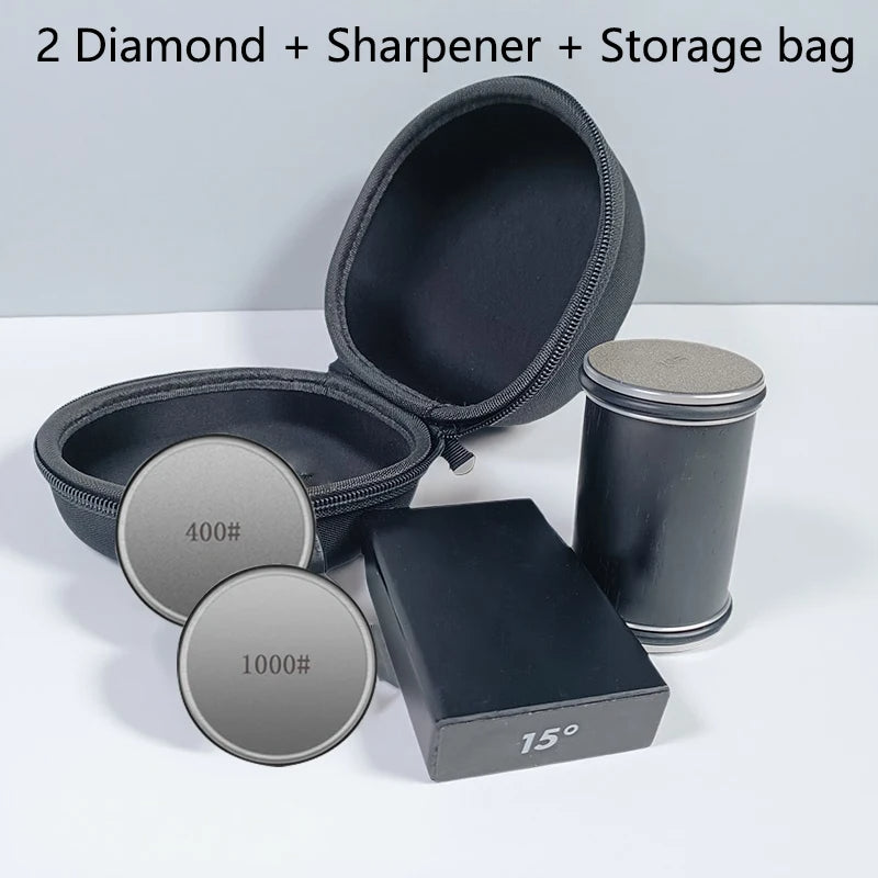 Rolling Knife Sharpener & Magnetic Holder Set – Diamond Sharpening Stone with 15° & 20° Angle Roller for Effortless Blade Perfection