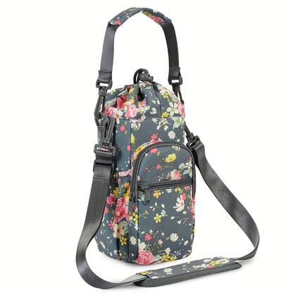 Insulated Water Bottle Carrier Bag – 40oz Sling Holder with Phone Pocket & Straw Lid Cover for Gym, Travel & Outdoor Activities