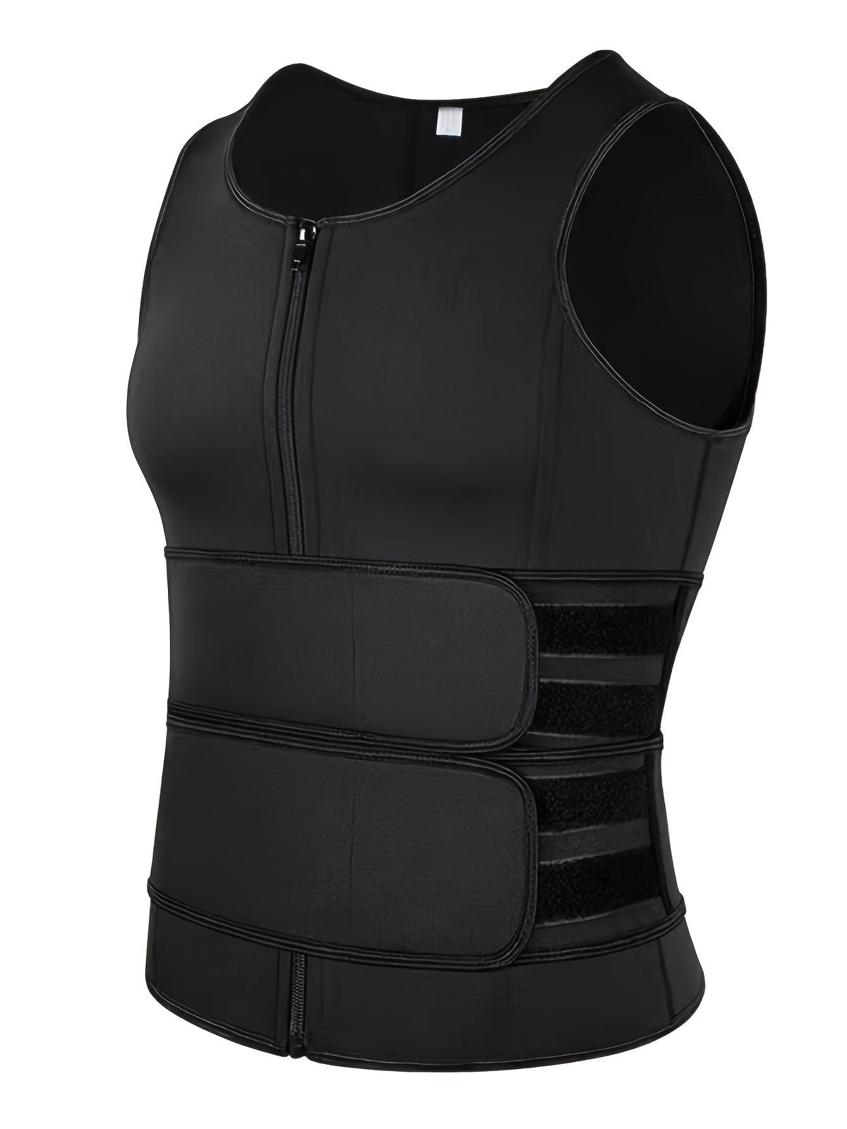 Men’s Slimming Body Shaper Vest – Dual Waist Trimmer with Zipper, Neoprene-Nylon Blend for Fitness & Tummy Control