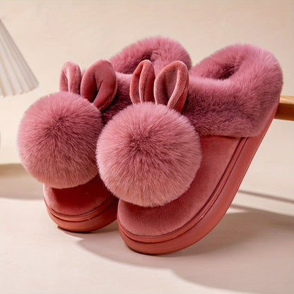 Warm Fur Rabbit Women’s Slippers – Furry, Ultra-Soft, Warm, Non-Slip Indoor Outdoor Slippers for Women in Total Comfort