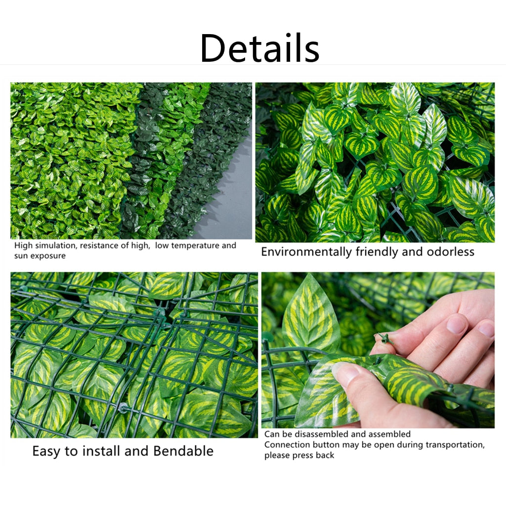 Artificial Leaf Fence Panels Faux Hedge Privacy Fence Screen Greenery for Outdoor Garden Yard Terrace Patio Balcony Decorations