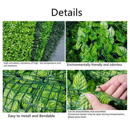 Artificial Leaf Fence Panels Faux Hedge Privacy Fence Screen Greenery for Outdoor Garden Yard Terrace Patio Balcony Decorations