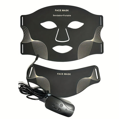 Rechargeable LED Face and Neck Mask – Red Light Therapy for Youthful Glow and Skin Rejuvenation from the Comfort of Home