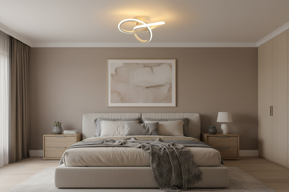 Modern Knot LED Ceiling Light – Black & White Metal Fixture with Warm Ambient Glow for Home and Office Decor