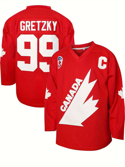Maple Leaf Hockey Sweatshirt – Embroidered Sports-Inspired Streetwear with Breathable Comfort