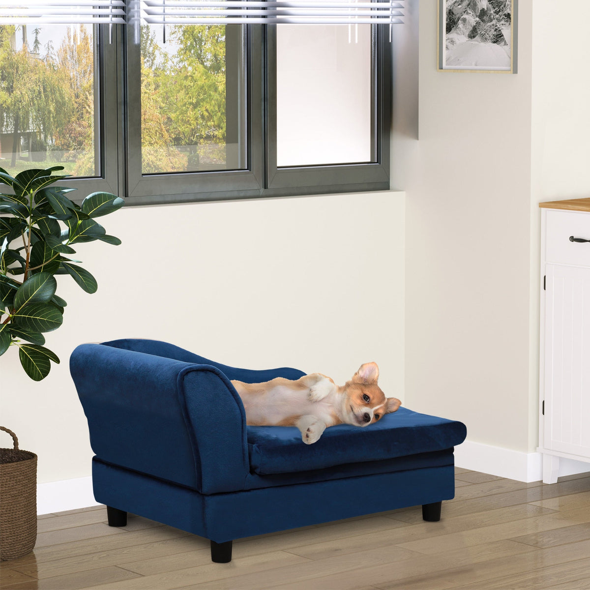 PawHut Luxury Fancy Small Dog Sofa Bed – Soft 2” Foam Pet Couch with Hidden Storage, Modern Furniture for Puppies & Toy Breeds