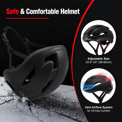 Smart LED Bike Helmet – Road and MTB Cycling Helmet with Programmable LED Display, Rear Taillight, APP Control and Rechargeable Safety Lighting