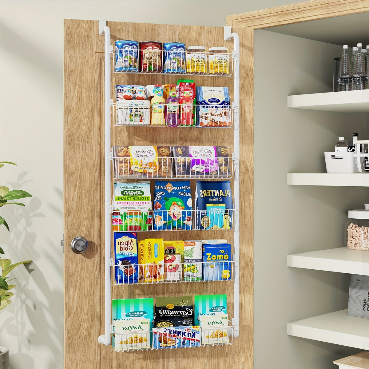 Over the Door Pantry Organizer – Space-Saving Multi-Tier Storage Rack for Kitchen, Bathroom, or Closet Organization with Sturdy Adjustable Hooks for Easy Setup