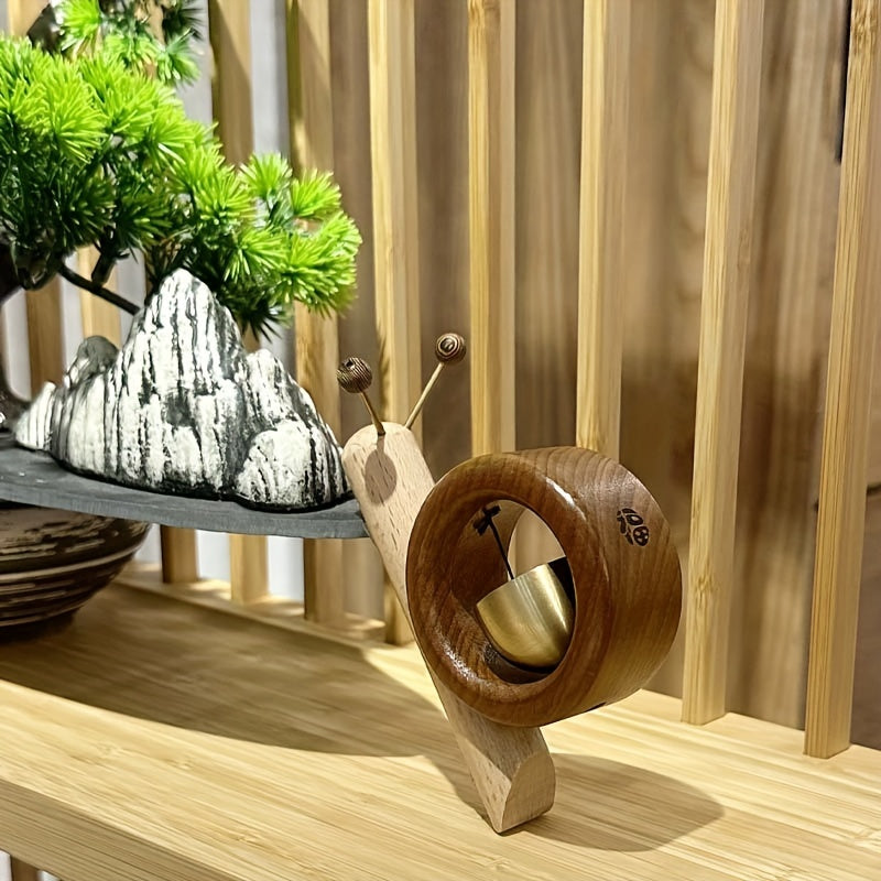Snail-Shaped Wooden Dopamine Doorbell – Cute Bird Wind Chimes for Entrance Decor, Opening Reminder & Whimsical Housewarming Gift