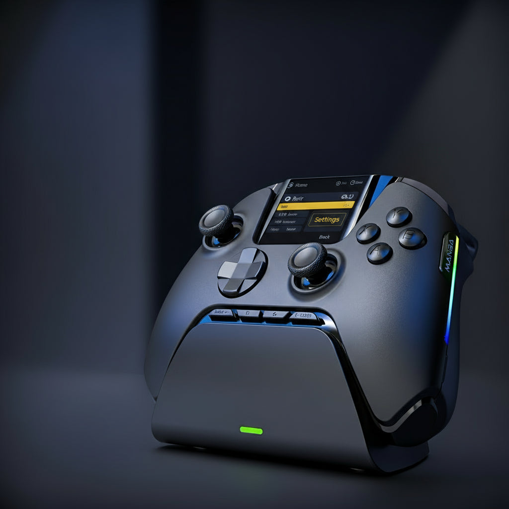 Wireless Gaming Controller V2 with Screen & Charging Dock – Hall Effect Sticks, RGB, for PC, Switch, iOS & Android (Not for Xbox/PS5)