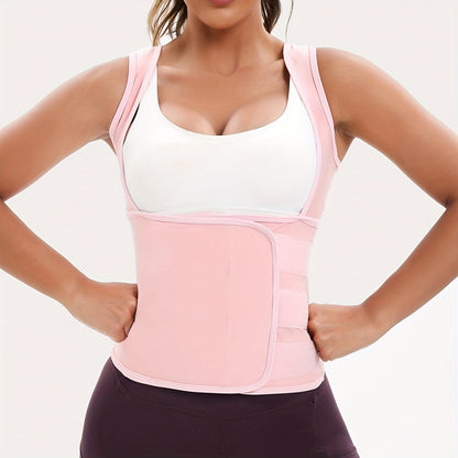 Women’s Sauna Shapewear Suit – Waist-Cinching Fitness Jacket with PU Coating, Anti-Sagging Chest Support, Yoga Vest, and Abdominal Control Design