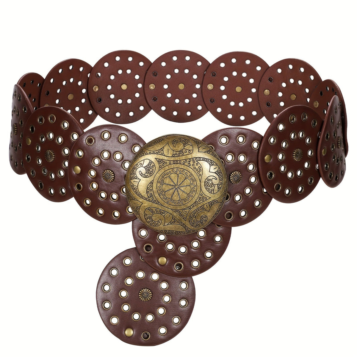 Wide Hollow Faux Leather Women’s Belt – Boho Western Cowgirl Waist Belt for Dresses, Jeans and Retro Fashion Styling