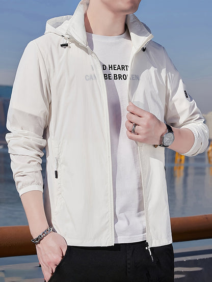 Men’s Lightweight Sun Protection Jacket – Quick-Dry Hooded Outdoor Windbreaker for Running, Hiking & Summer UV Defense